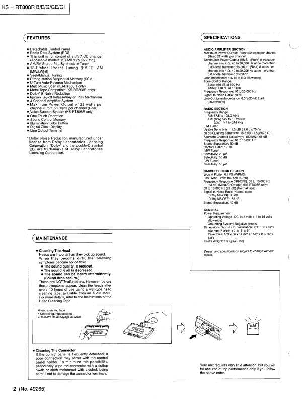 Сервисная инструкция JVC KS-RT808R