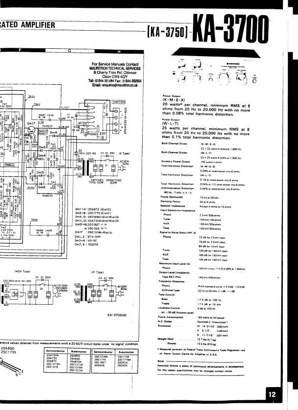 Сервисная инструкция Kenwood KA-3700, KA-3750 (sch)