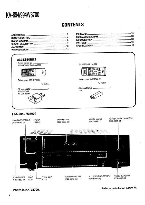 Сервисная инструкция Kenwood KA-894, KA-994, KA-V3700