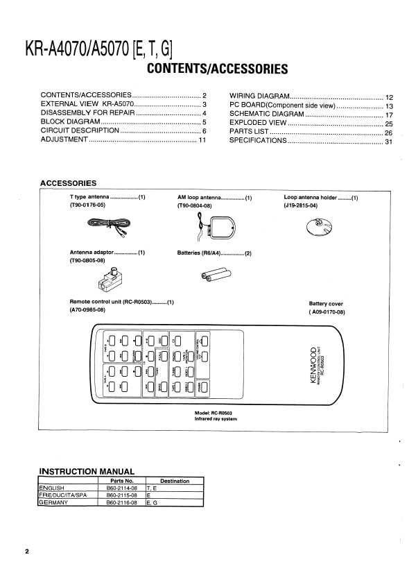 Сервисная инструкция Kenwood KR-A4070, KR-A5070