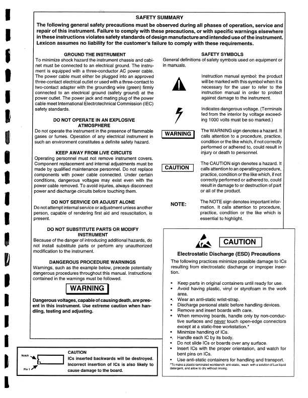 Сервисная инструкция Lexicon MPX-1