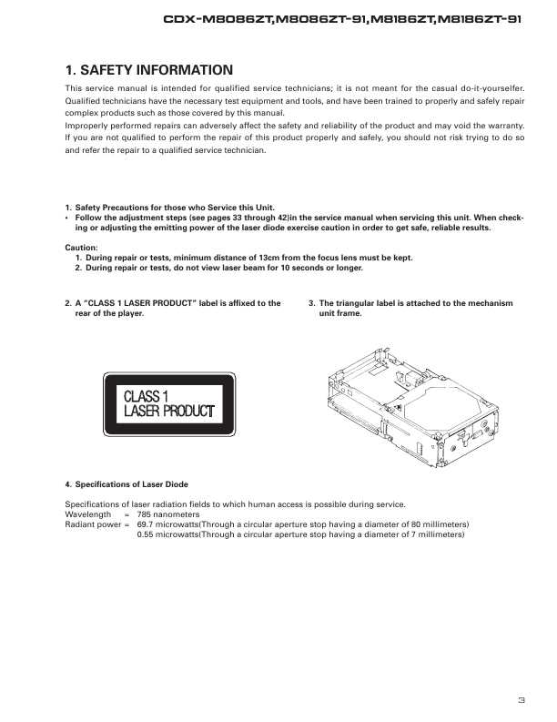 Сервисная инструкция Pioneer CDX-M8086, CDX-MM8186, LX470