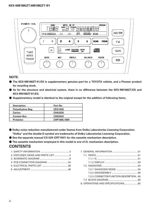 Сервисная инструкция Pioneer KEX-M8186, ES300