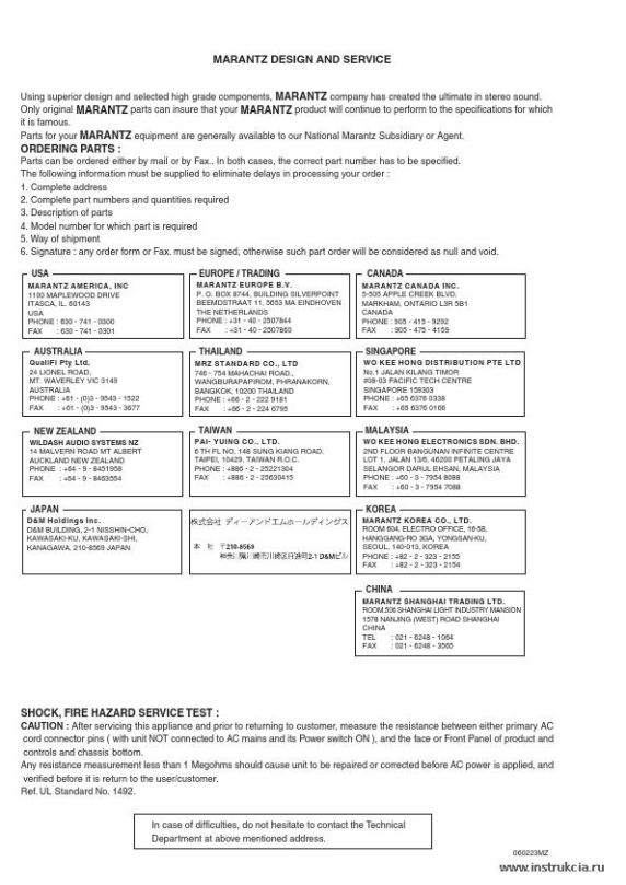Сервисная инструкция MARANTZ ZR-6001