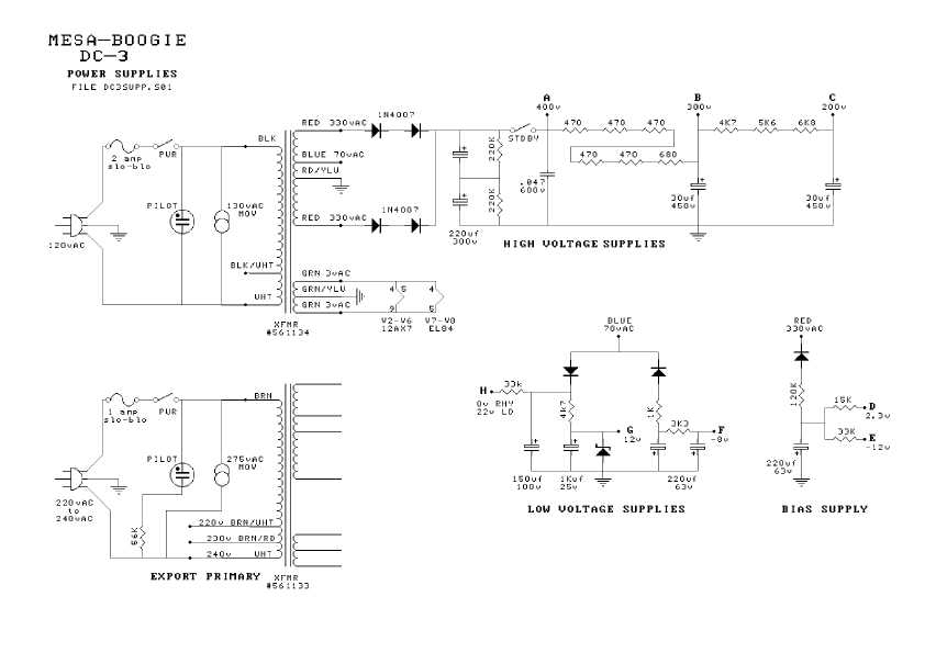 Схема Mesa Boogie DUAL CALIBER DC3