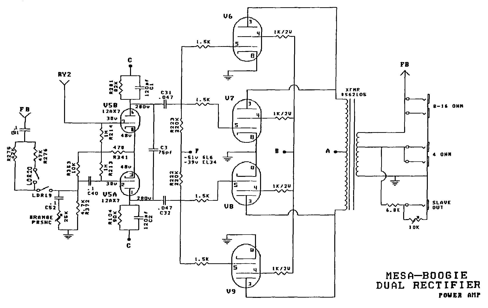 Схема Mesa Boogie DUAL RECTIFIER