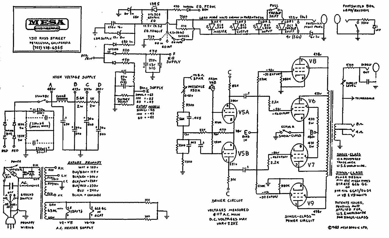 Схема Mesa Boogie MKIIC PLUS
