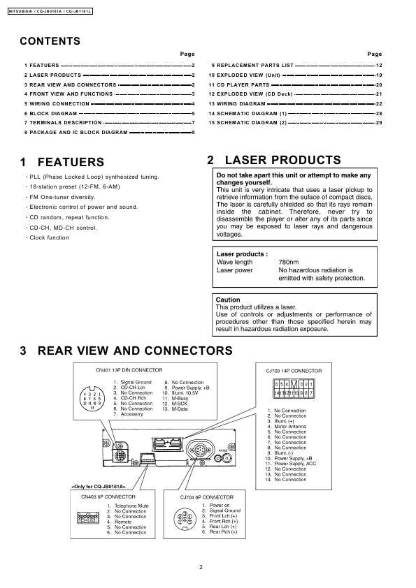 Сервисная инструкция Panasonic CQ-JB0161, CQ-JB1161