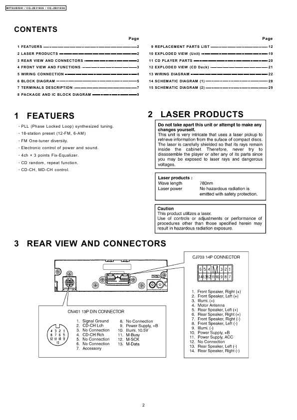 Сервисная инструкция Panasonic CQ-JB3160, CQ-JB0160