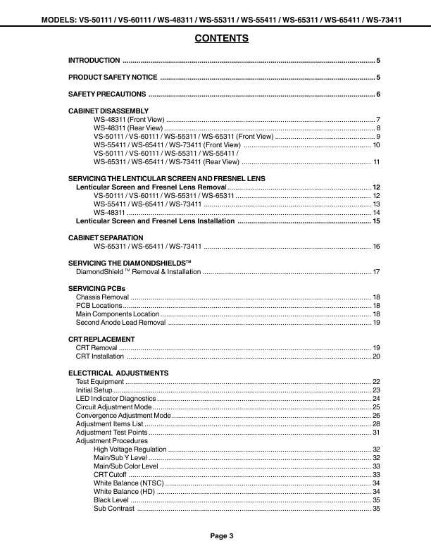 Сервисная инструкция MITSUBISHI VS-55411, VS-65411, VS-73411