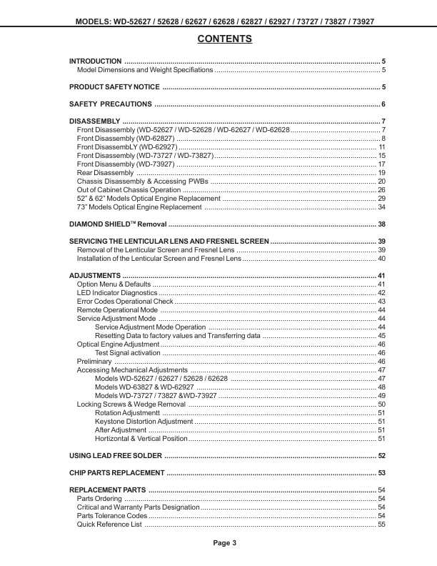 Сервисная инструкция MITSUBISHI WD-52627, WD-62627