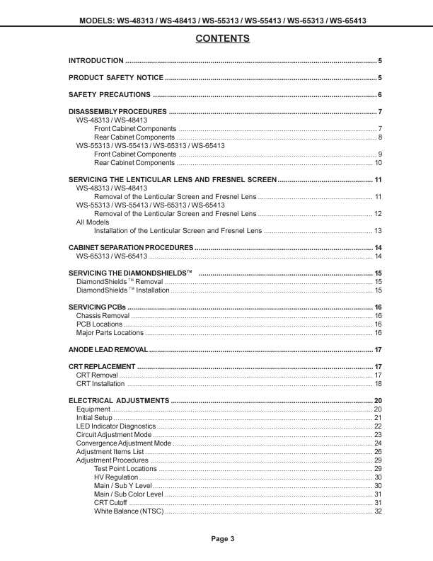 Сервисная инструкция MITSUBISHI WS-48313, WS-55313, WS-65313