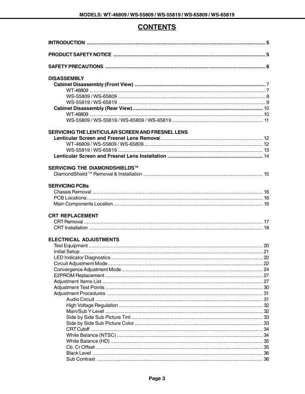 Сервисная инструкция MITSUBISHI WS-55819, WS-65819