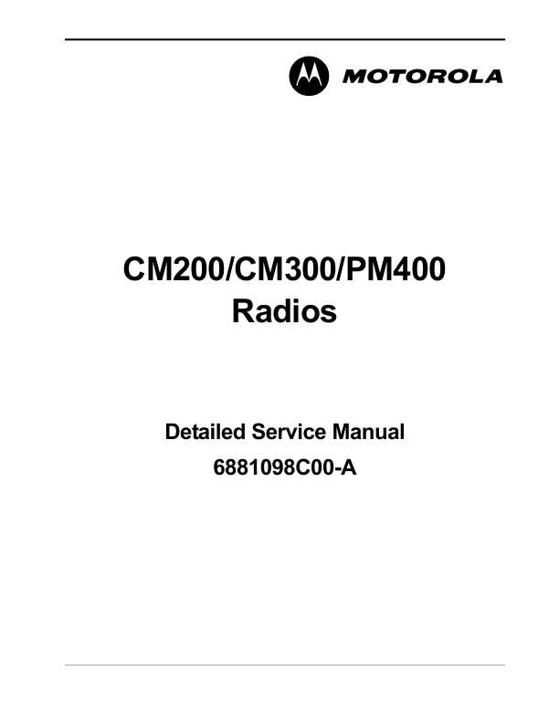 Сервисная инструкция Motorola RADIUS-CM200, CM300, PM400