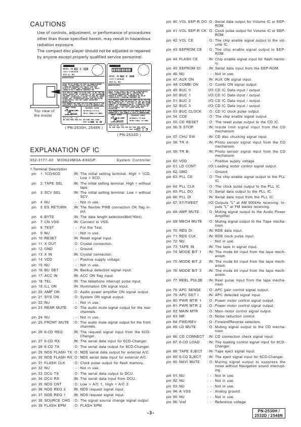 Сервисная инструкция Clarion PN-2530H, 2532D, 2548N