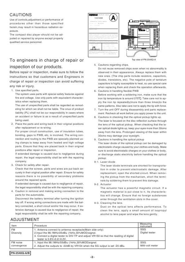 Сервисная инструкция Clarion PN-2540Q