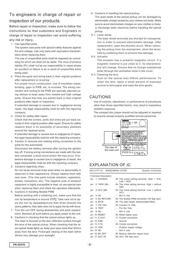 Сервисная инструкция Clarion PN-2547N