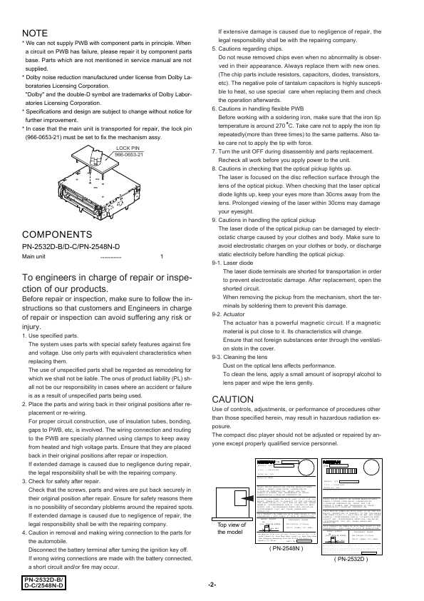 Сервисная инструкция Clarion PN-2548ND