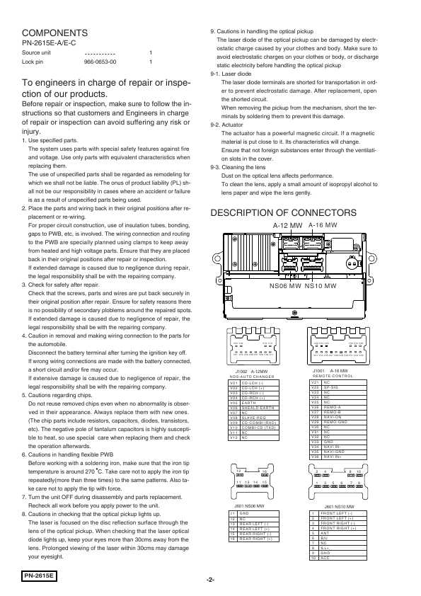 Сервисная инструкция Clarion PN-2615E