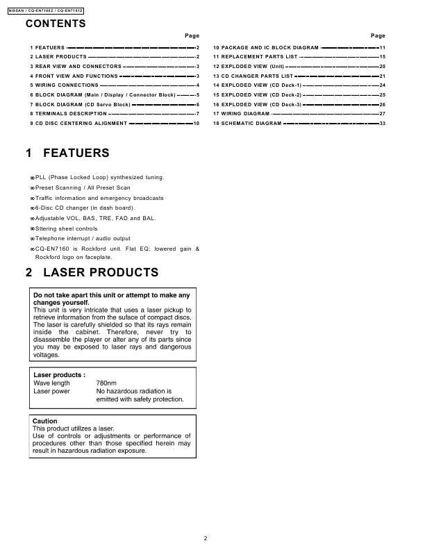 Сервисная инструкция Panasonic CQ-EN7160Z, CQ-EN7161Z