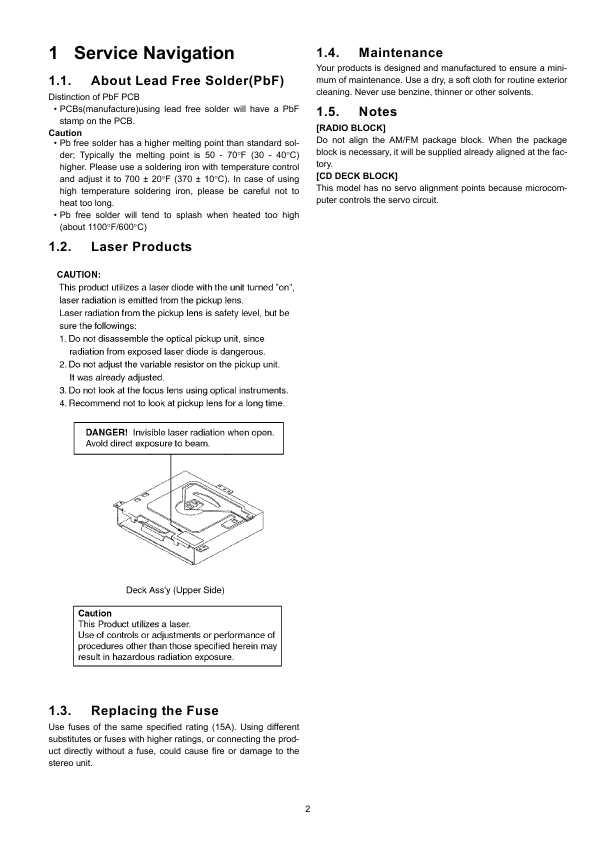 Сервисная инструкция Panasonic CQ-BT5107U