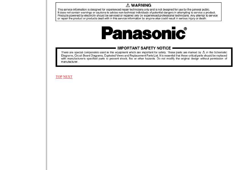 Сервисная инструкция Panasonic CQ-C1100U
