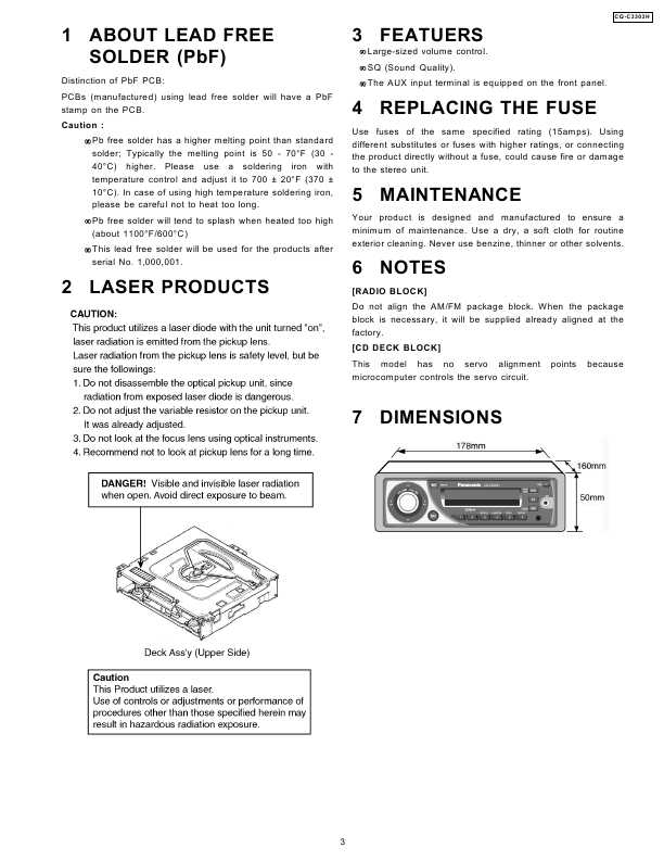 Сервисная инструкция Panasonic CQ-C3303H