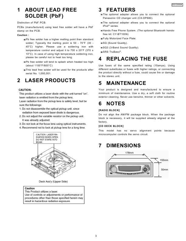 Сервисная инструкция Panasonic CQ-C5303N