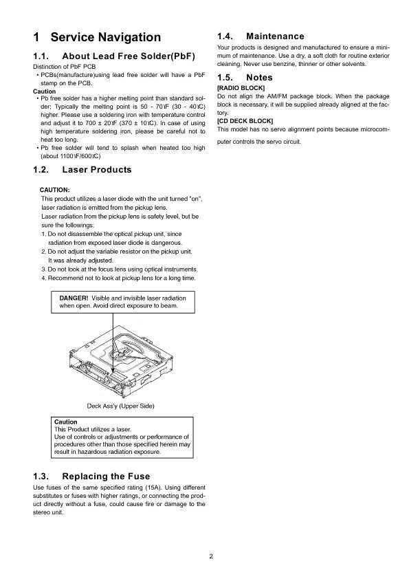 Сервисная инструкция Panasonic CQ-C700U