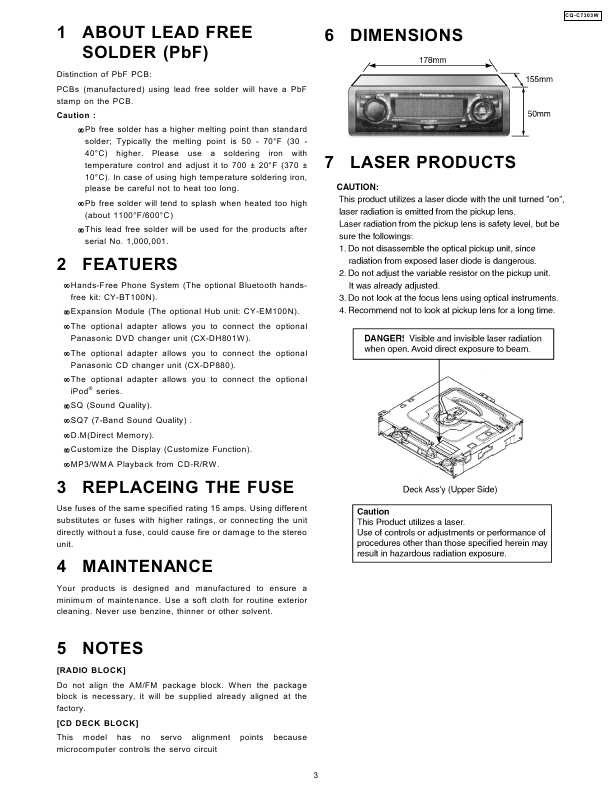 Сервисная инструкция Panasonic CQ-C7303W