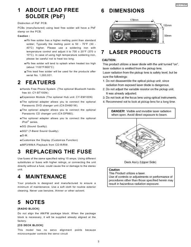 Сервисная инструкция Panasonic CQ-C7703W