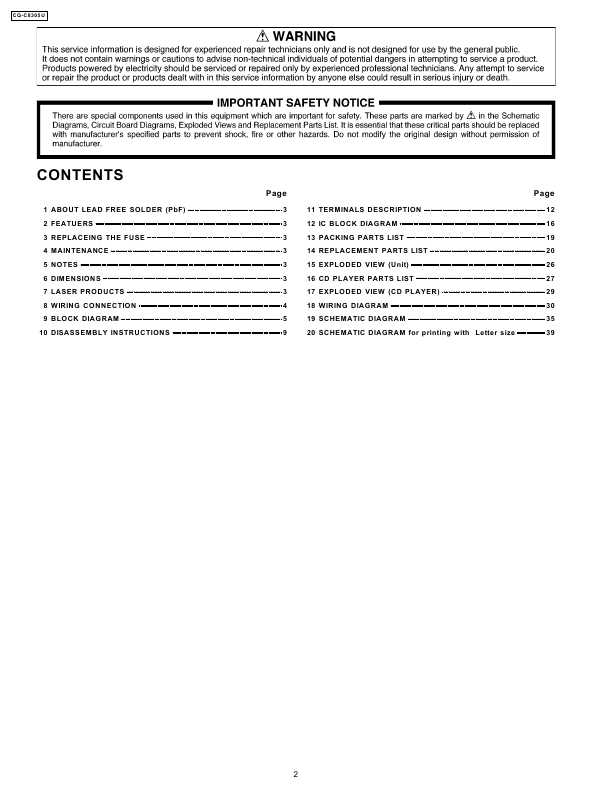 Сервисная инструкция Panasonic CQ-C8305U