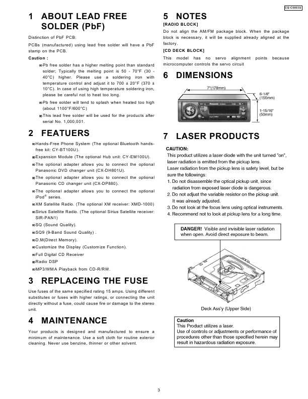 Сервисная инструкция Panasonic CQ-C8803U