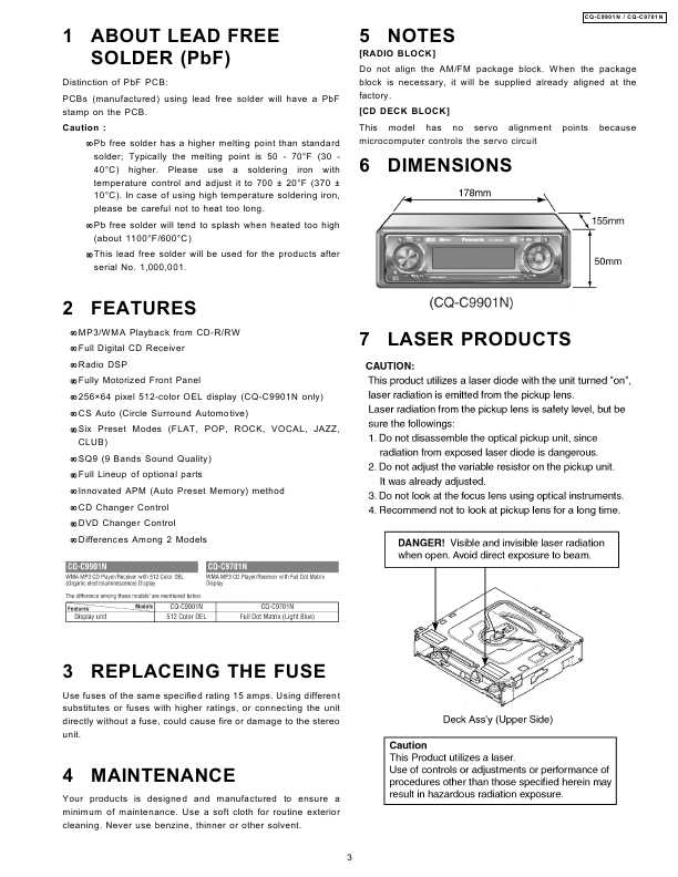 Сервисная инструкция Panasonic CQ-C9701N, CQ-C9901N