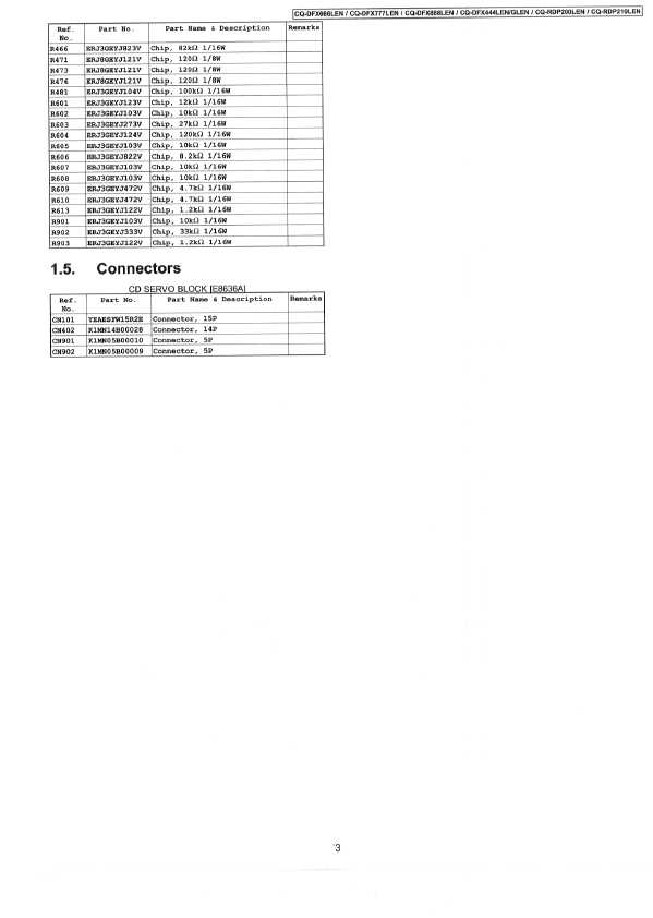 Сервисная инструкция Panasonic CQ-DFX444LEN, CQ-DFX666LEN, CQ-DFX888LEN