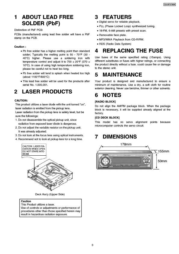 Сервисная инструкция Panasonic CQ-DFX783N