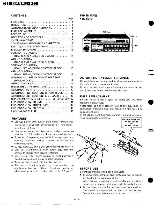 Сервисная инструкция Panasonic CQ-DP5EU