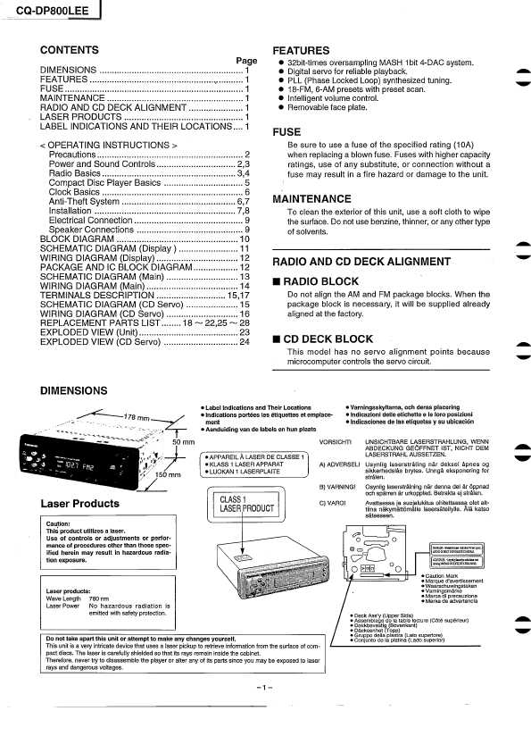 Сервисная инструкция Panasonic CQ-DP800LEE