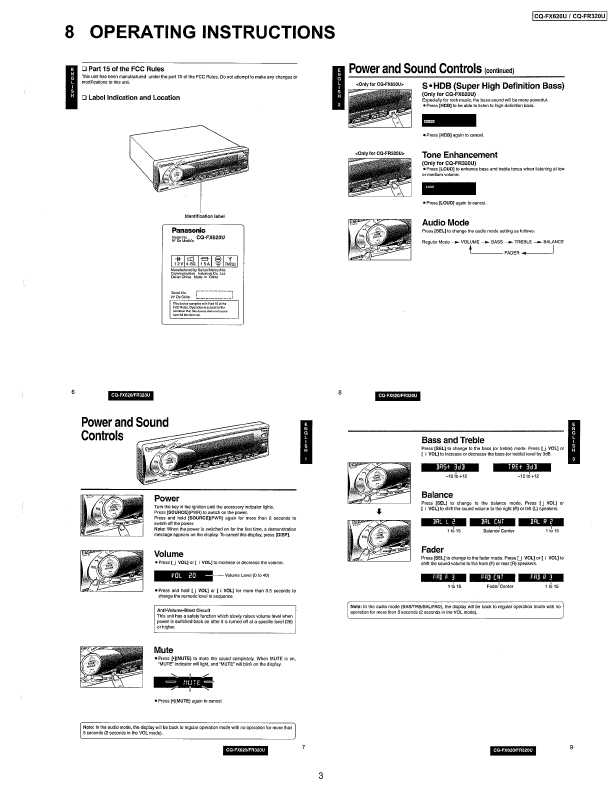 Сервисная инструкция Panasonic CQ-FR320U, CQ-FX620U