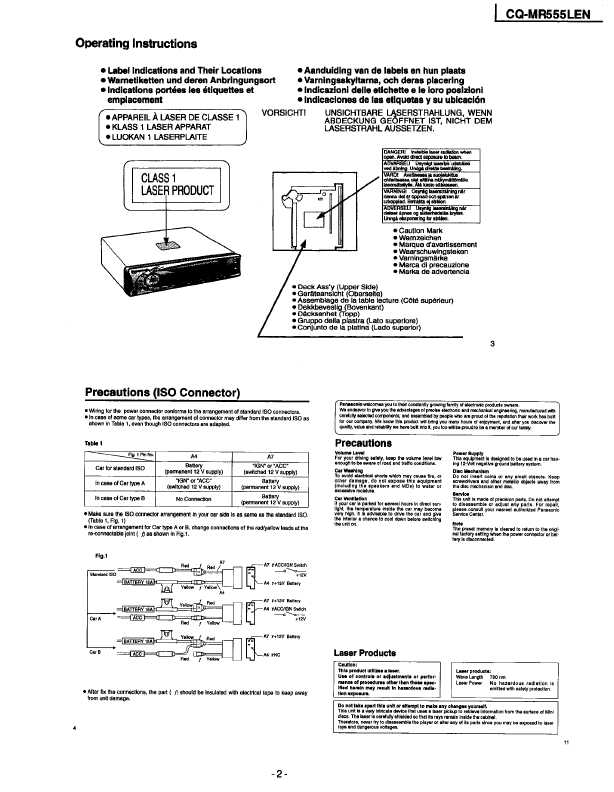 Сервисная инструкция Panasonic CQ-MR555LEN