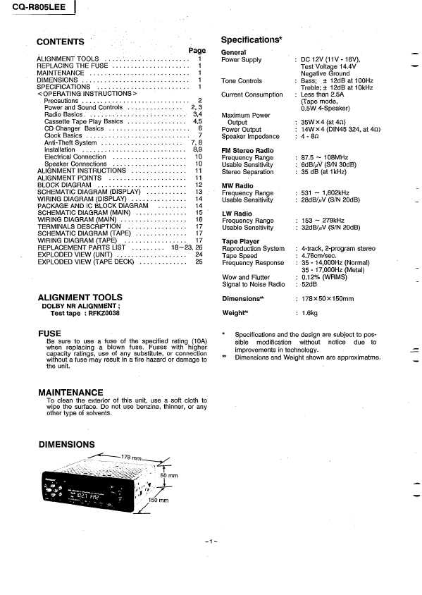 Сервисная инструкция Panasonic CQ-R805LEE
