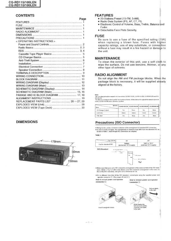 Сервисная инструкция Panasonic CQ-RD100LEN