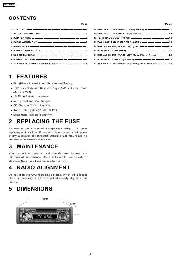 Сервисная инструкция Panasonic CQ-RD243N