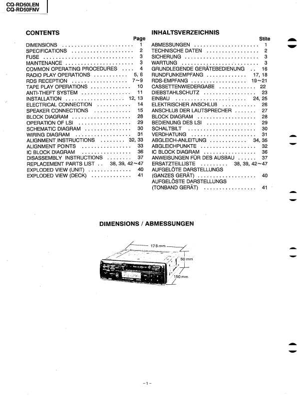 Сервисная инструкция Panasonic CQ-RD50FNV, CQ-RD50LEN