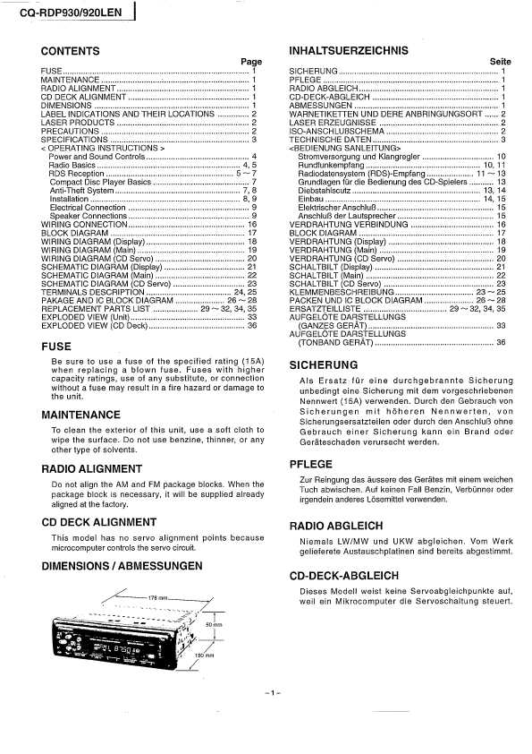 Сервисная инструкция Panasonic CQ-RDP920LEN, CQ-RDP930LEN