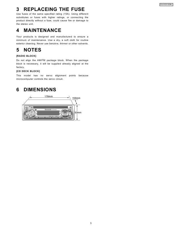 Сервисная инструкция Panasonic CQ-VCD163WJ
