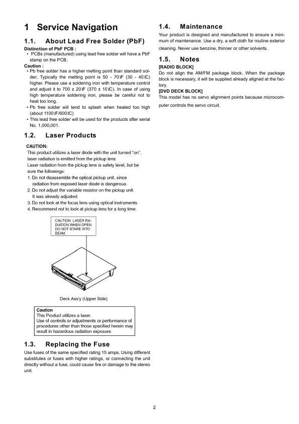 Сервисная инструкция Panasonic CQ-VD5005L, CQ-VD5005U