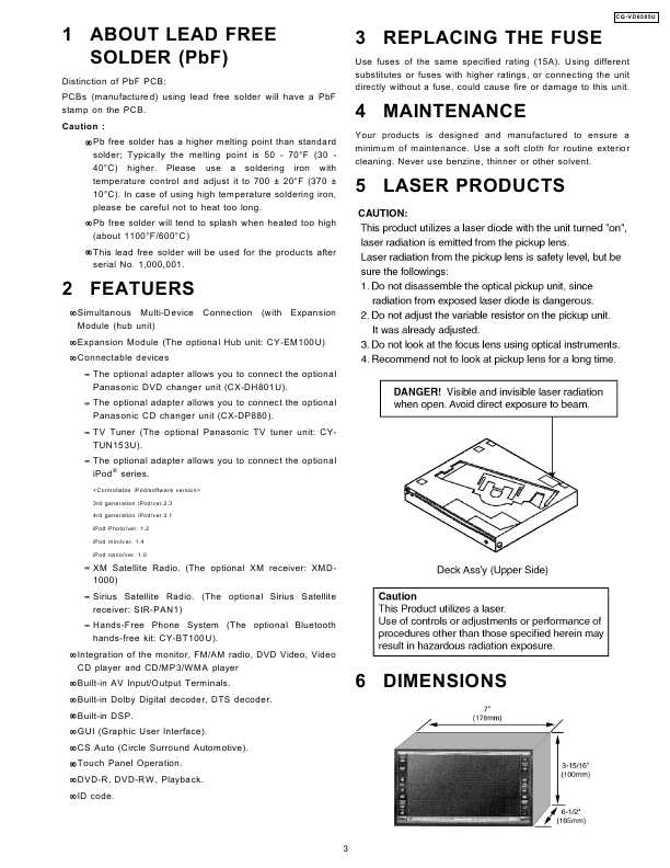 Сервисная инструкция Panasonic CQ-VD6505U