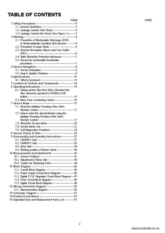 Сервисная инструкция PANASONIC DMP-UB300PC, UB400PC
