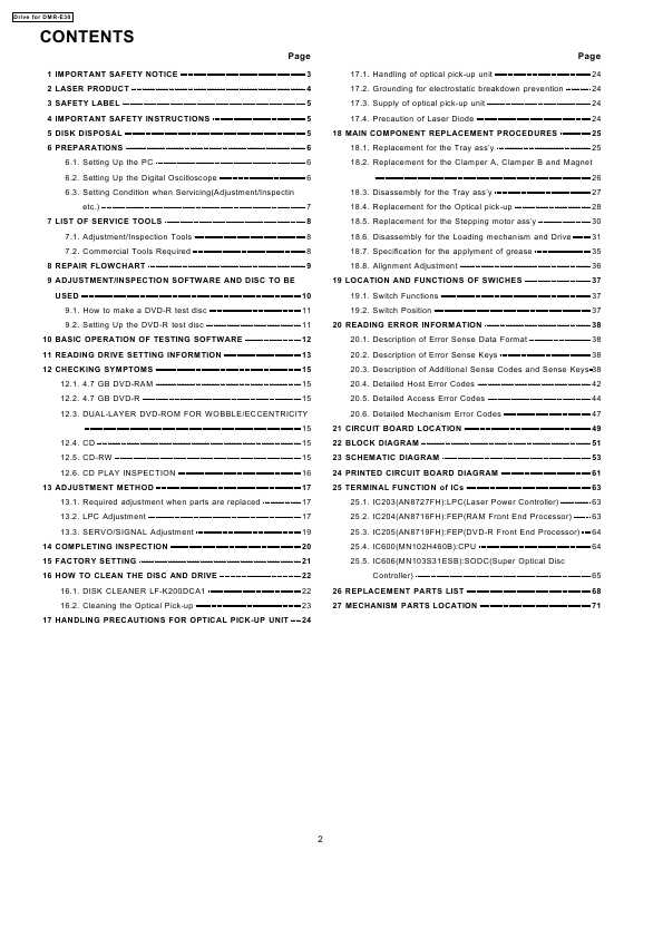 Сервисная инструкция Panasonic DMR-E30 DRIVE